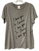 CINQ A SEPT Grey Cotton Black Script I Love You S/S Tee