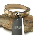 RALPH LAUREN Goldwash Croc Embossed Leather Logo Belt S