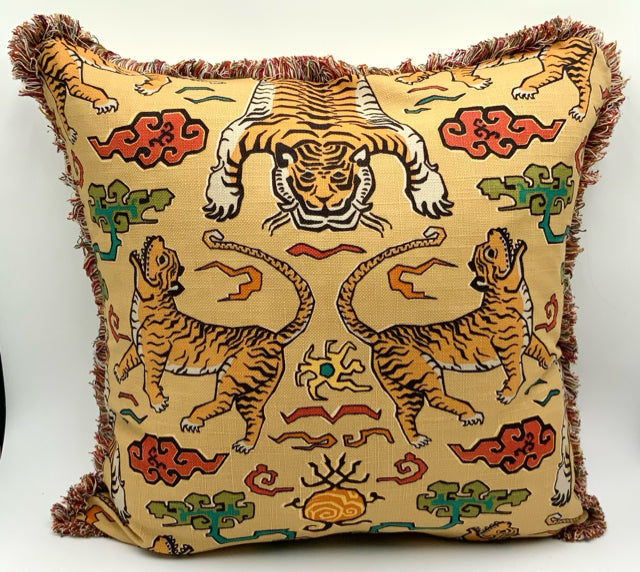 NEW! Custom Throw Pillow with Tiger Fabric