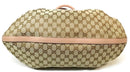 GUCCI Tan Leather Beige GG Canvas Gold Studded Large Scarlett Shoulder Bag