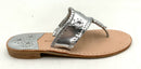 JACK ROGERS Silver Leather Original Jacks Sandals 8