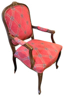 French Style Arm Chair with Maroon Upholstery