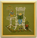 Pair of Vintage 1970's Crewel Work Framed Art