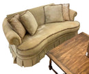 Curved Fringed Sofa With Pleated Skirt