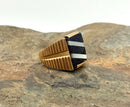 14kt Gold, Mother of Pearl & Black Sunstone Inlay Ring