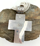 TED SECATERO NAVAJO Sterling, Pearl & Turquoise Cross Necklace