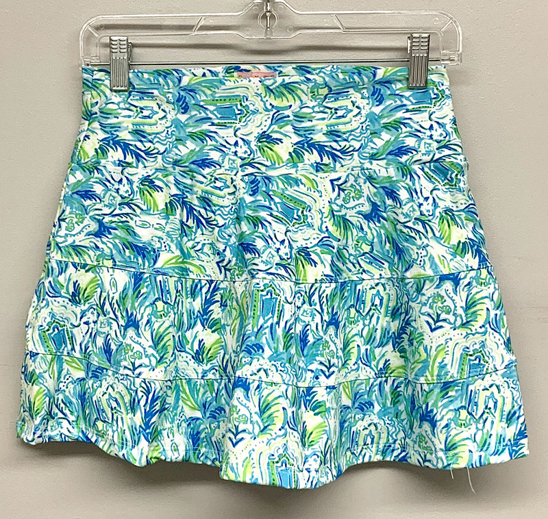 REJANE MONETTI Wht Green Blue Tiered Athletic Skort