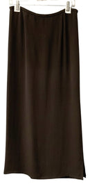 EILEEN FISHER Taupe w/High Side Slit Silk Skirt