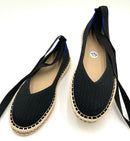 ROTHY'S Black Knit Boardwalk Lace Up Espadrille Flats 7.5