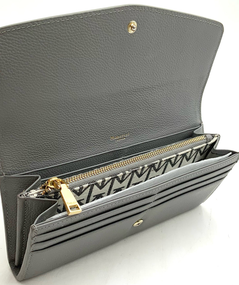 MONCRIEF London Grey Pebbled Leather Envelope Wallet