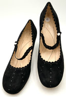 KATE SPADE Black Suede Scallop Trim Triump Maryjane Pumps 11