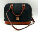 Dooney & Bourke Black Pebbled Leather w/Brown Trim Domed Satchel