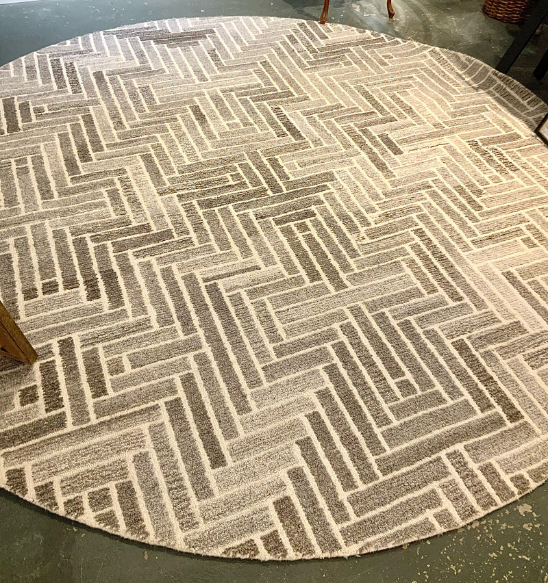 Feizy Asher 10' Gray/White Round Rug