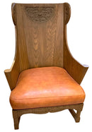 Vintage Carved Oak Lounge Wingback Chair