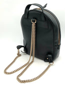 GUCCI Black Grained Leather GG Embossed Soho Chain Strap Backpack