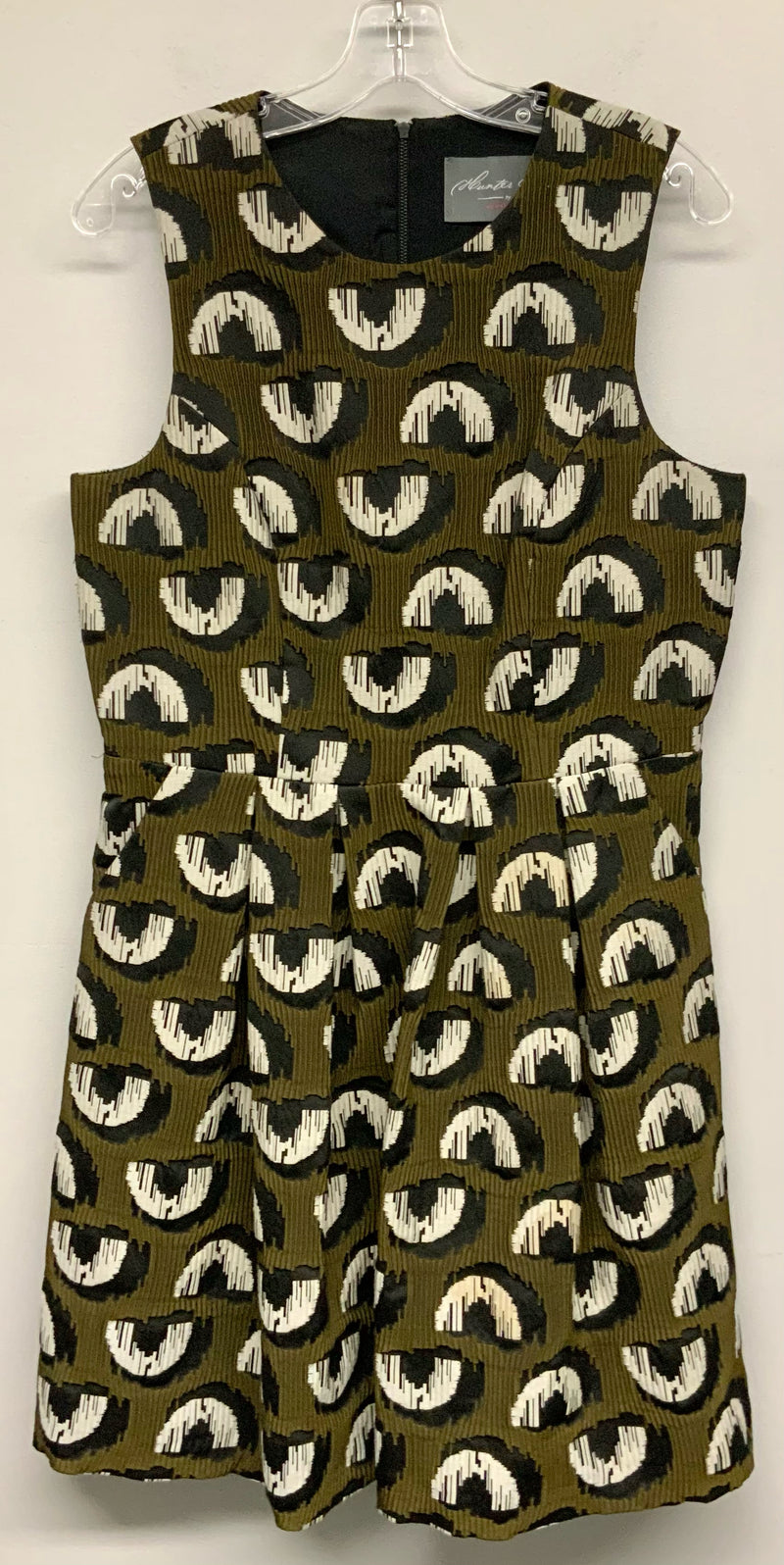 HUNTER BELL NYC Olive Black Cream Patterned Adette S/L Dress