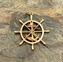14kt Gold Ship's Wheel/Anchor Pendant
