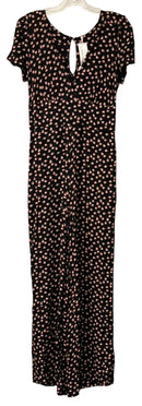 FREE PEOPLE Black/Pink Floral V-Neck S/S Jumpsuit