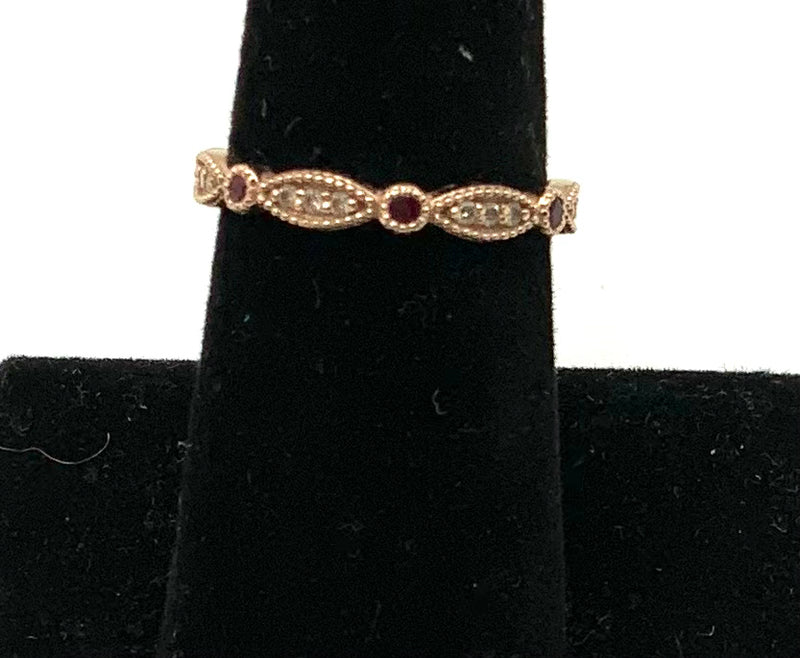 14kt Rose Gold, Diamond & Ruby Ring