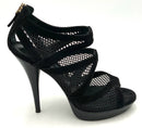 FENDI Black Suede & Noir Mesh Platform Heels Sandals 39.5