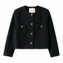 BA&SH Black Boucle Double Pocket Cropped Meredith Jacket
