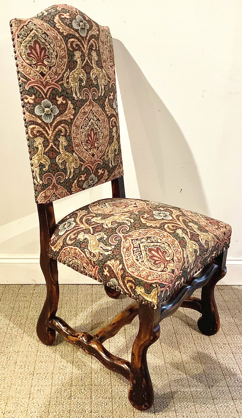 Set/6 Tapestry Upholstered Dining Chairs with Nailhead Trim