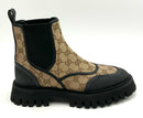 GUCCI GG Beige Canvas Black Accent Chelsea Boots 39
