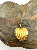 Julie Vos 24kt Gold Plated Metal Puffy Heart Locket Necklace