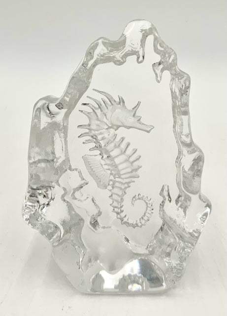 Mats Jonasson Ice Crystal Sculpture of Seahorse