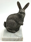 Metal Rabbit on Marble Base