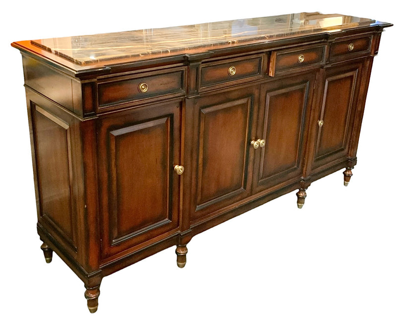 Hickory White Wood Sideboard with Marble Top