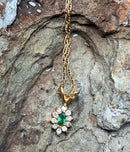14kt Gold, Diamond & Tsavorite Garnet Necklace