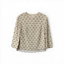 HETTY BRADLEY Vintage Ivory Beaded Pearl Fringe 3/4 Slv Top