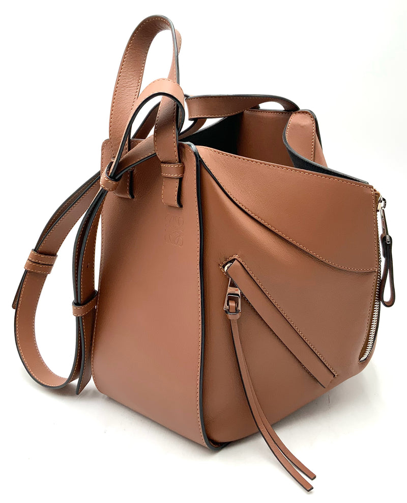 LOEWE Tan Calf Leather Top Handle Hammock Bag
