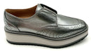 JOHNSTON & MURPHY Pewter Metallic Leather Gracelyn Perforated Platform Oxford 6
