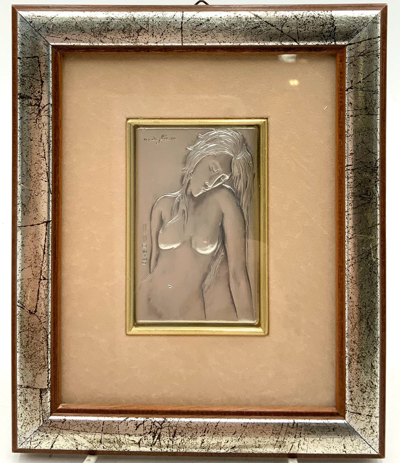 Modigliani Silverplate Engraving in Silver Frame