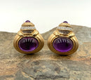 14kt Gold, Diamond & Amethyst Clip On (Omega Back) Earrings
