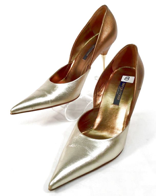 SERGIO ROSSI Bronze Gold Leather Gold Heel Pumps 8