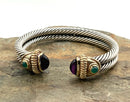 DAVID YURMAN 14kt Gold/Sterling/Amethyst/Chalcedony 2-Cable Cuff