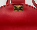 YSL Vintage Red Leather Goldtone Logo Medallion Shoulder Bag