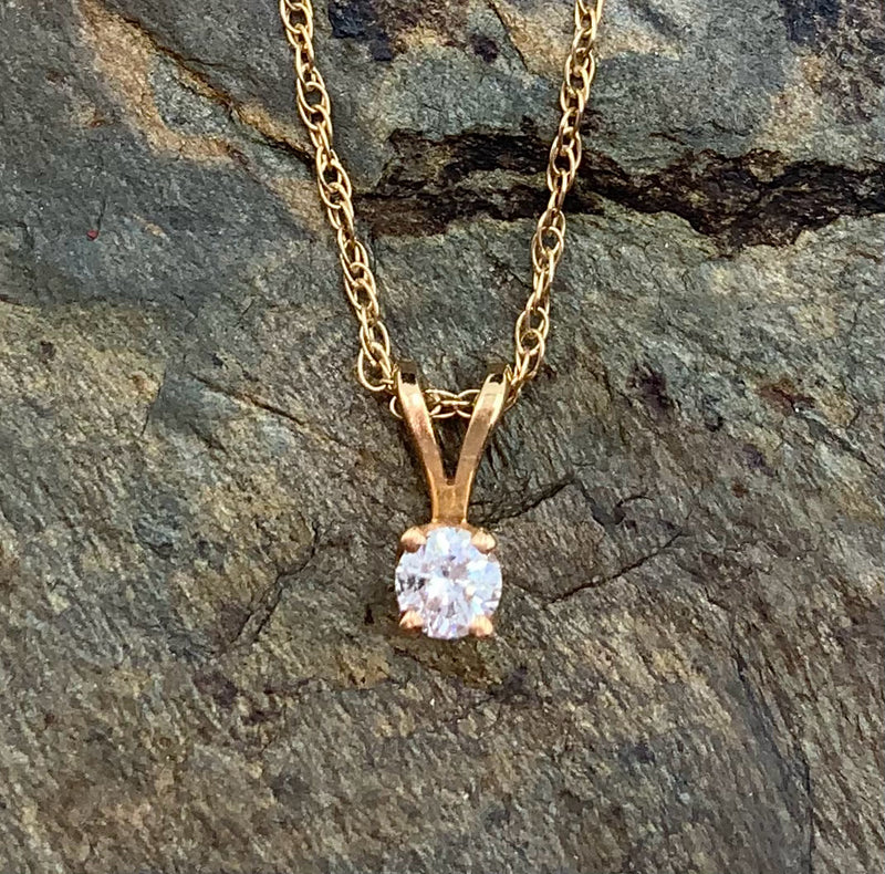 14kt Gold & Diamond Solitaire Necklace