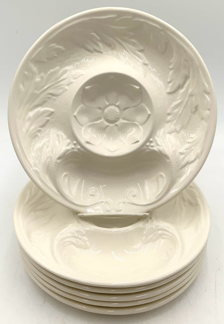 Set/6 White Ceramic Artichoke Plates