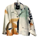 BITTE KAI RAND White/Mint/Navy/Orange Abstract Cropped Jacket