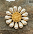GIVENCHY Gold Plated  Pearl Flower Brooch