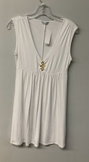 TRINA TURK White Deep V-neck w/Goldtone Buckle Cover-Up
