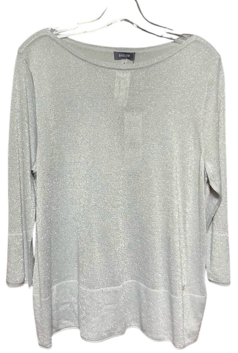 BASLER Silver Metallic 3/4 Sleeve Top