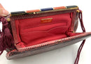 JUDITH LEIBER Vintage Red Lizard Lapis Carnelian Onyx Closure Tassel Bag