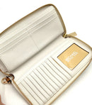 MICHAEL KORS Bone Coated Canvas Signature Logo Zip Around Wristlet/Wallet