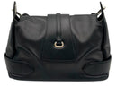 JIMMY CHOO Black Leather Brushed Silver Tulita Satchel