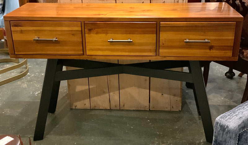 Contemporary Wood Three Drawer Console